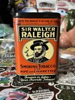 Vintage 1920s  sir Walter Raleigh  Litho Hinged Pocket Tobacco Tin In Good Cond