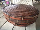 Antique vintage Philippine Hand-woven Lidded Basket