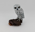 Vintage 3  Wooden Hand Carved Hand Painted White Snowy Owl  On Branch