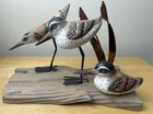Folk Art Carved Shore Birds Figurine Sculpture Hand Painted On Wood Metal