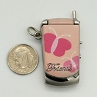 Silver   Pink Cellular Flip Phone Digital Lcd Key Chain Watch  Semi-working