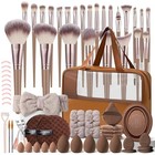 Kuoryzal Brown Makeup Brushes Set Professional 66pcs With Case Brown 7124k