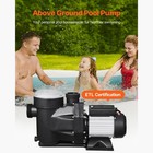 2 Hp Above Ground Swimming Pool Pump Single Speed 122 Gpm 3450 Rpm 220v