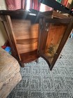 Vtg Wooden Curio Cabinet Curved Glass Door Half Round Hanging Table Top 22    Nlhb