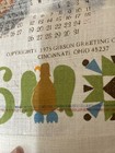 Vintage Linen Wall Hanging 1975 Calendar Gibson Ohio Colorful Reversible