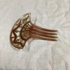 Art Deco Ornate Decorative Hair Comb Brown Green Plastic For Women Formal