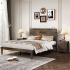 3-pieces Bedroom Sets  Queen Size Platform Bed With 2 Lights  Nightstand  Walnut