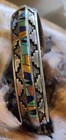 Southwest Sterling Inlaid Turquoise Red Coral Cuff Bracelet