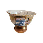 Stunning Kutani Masterpiece Stem Bowl 46 Line Poetry  Meiji Circa 1900