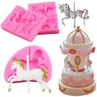 3 Pieces Carousel Horse Silicone Fondant Molds  3d Merry-go-round Chocolate