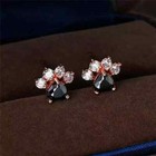 14k Rose Gold Plated Heart Cut 2ct Lab Created Black Diamond Women Stud Earrings