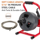 5 16  50ft Drain Auger Electric Sewer Snake Drain Cleaning Machine With 6 Cutter