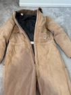 Vtg Carhartt Artic Quilt Lined Coveralls Mens 46r Tall 968qz Brn Made Usa 1991