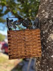 Rustic Wicker Wall Basket Rose Metal Frame Farmhouse Floral Decor
