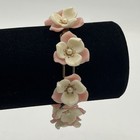 Vtg Dogwood Faux Pearl Pink Off-white Plastic Gold Tone Mcm Bracelet 
