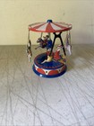 Vtg 1999 Schylling Tin Carousel Toy With Rabbit Dog Pig Horse And Children