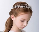 Wedding Flower Girl Crystal Pearl Hair Band Head Piece Tiara Crown Hoop Garland
