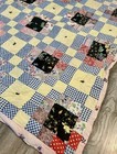Vintage 50 s 60   s Handmade Patchwork Quilt Double Sided 80 X 66 Farmhouse Ranch