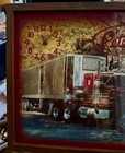 Vtg 1970s Peterbilt Semi Truck Shadowbox Wall Clock Glass Frame Garage Man Cave
