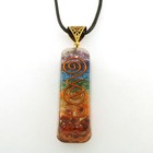 Natural 7 Chakra Rainbow Layer Orgone Pendant Cord Necklace Emf   5g Protection