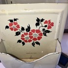 Metal Tin Match Box Holder Vintage Wall Mount White Red Floral Matches Rustic 