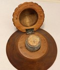Antique Hand Carved Wood Inkwell Hinged Includes Glass Estate Victorian Decor