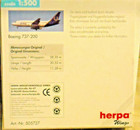 Herpa Wings 1 500 Die Cast Royal Air Boeing 737-200 C-fnaq 505727  Original Box