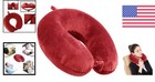 Machine Washable Travel Pillow - Compact Memory Foam Neck Support In Red