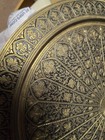 Vintage Turkish Etched Copper Wall Plate 14    Round Floral Motif Gold Flowers 