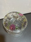 Vintage Empty Dusting Powder Container Celluloid Clear Weave W floral Design