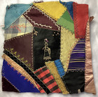 Crazy Log Cabin Quilt Blocks Hand Embroidery Embellishment Wool Silk Vintage