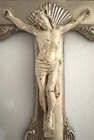Vintage Crucifix Inri Inscription Silver Tone Heavy Metal Wall Burial Casket 10   