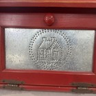 Solid Wood Red Breadbox Punched Tin Door Farmhouse Primitive Kitchen Storage