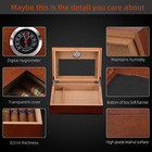 Tisfa Cigar Humidor  Glass Top Cigar Box With Hygrometer Humidifier And Divider 