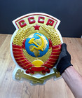 Big Old Coat Of Arms Ussr Sign Antique Metal Emblem Soviet Russian Very Rare 