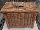 Large Vtg Wicker Fishing Basket With Tray Original Carrying Strap Read Sizing