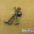 Vintage 925 Sterling Silver Golf Clubs Ball Lapel Pin Brooch 8 57g