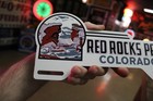 Rare 1950s Red Rock Park Colorado Painted Metal Topper Sign Camping River Usa