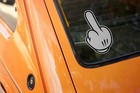 Funny Cartoon Glove Middle Finger Vinyl Decal     Car Window Sticker     Multiple