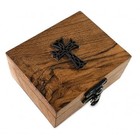 Cross Rosary Box Made Teak Wood First Communion Jewelry Trinket Beads Keepsakes