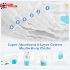 Muslin Baby Burp Cloths 6 Pack Large 20  x10   100  Cotton Burp Rags Absorbent A