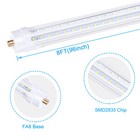 8ft Led Tube Light Bulb 90w 65w 45w T8 Fa8 Single Pin Led Shop Light 6000k 5000k