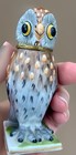 Antique French Porcelain Brass Owl Scent Bottle Vinaigrette Perfume Vial