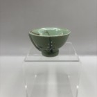 Sake Cup Japanese Vtg  Porcelain Gold Inside Hand Painted Celadon Glaze Signed