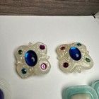 Vintage   Retro Colorful Plastic   Resin Clip On Earrings Lot Of 3
