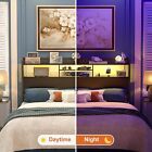 Homieasy Headboard With Power Outlets     Rgb Led Light     Storage Shelf     Pegboard