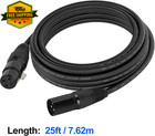 25ft Dmx Cable 4 Pack 3-pin Xlr Male To Female Stage Lighting Signal Wire