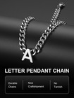 Chainspromax Initial Letter Necklace For Men Women Miami Cuban Link Chain Nec   