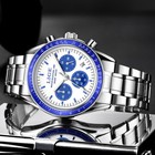 Lige Men Watch Quartz Date Luminous Chronograph Waterproof Stainless Steel Watch