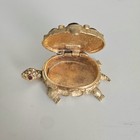 Florenza Vintage Gilded Turtle Trinket Pill Box With Red Cabochons